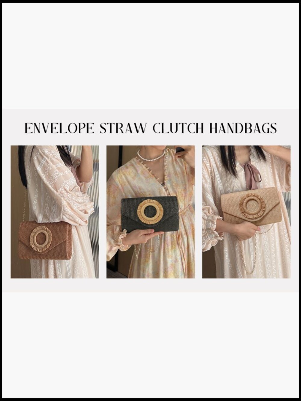 Straw Clutch Purse Women Summer Beach Bag Envelope Evening Handbag Formal Party - Picture 7 of 7